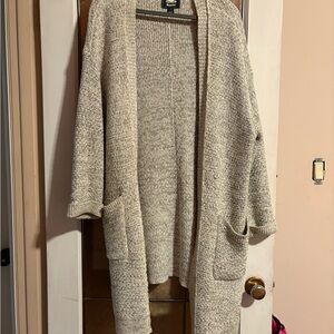 Roots Cream Knit Open-Front Cardigan